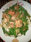 Tumis kacang panjang dan udang