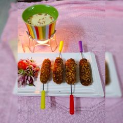 A picture of Maggi Masala kebab with cheese Fondue.