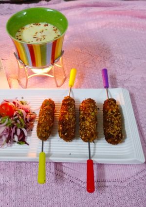 A picture of Maggi Masala kebab with cheese Fondue.