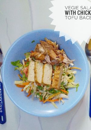 Foto resep Vegetable salad with chicken tofu bacem