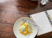 A picture of cucumber and corn salad
