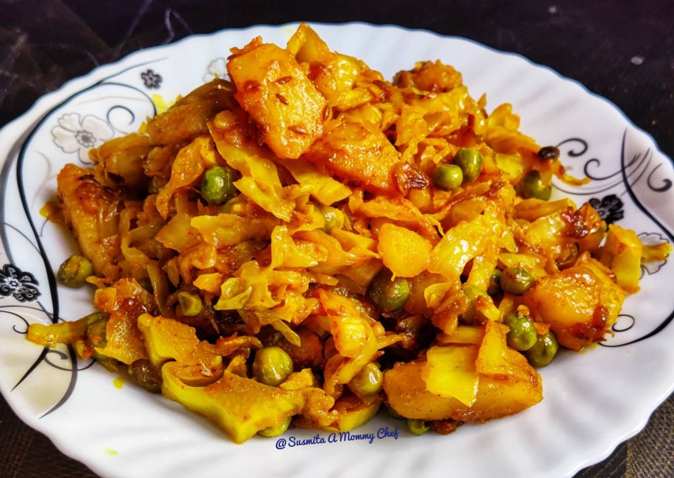 Cabbage aloo matar ki sabzi