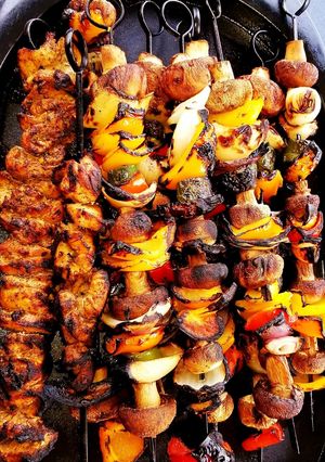 A picture of Mike's Chicken Shish Kabobs.