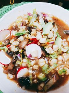 Una foto de Pozole de Champiñones