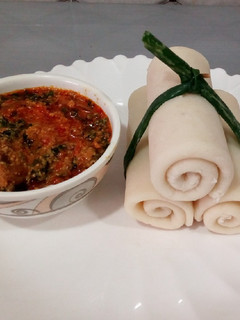 A picture of Rolled pounded yam.