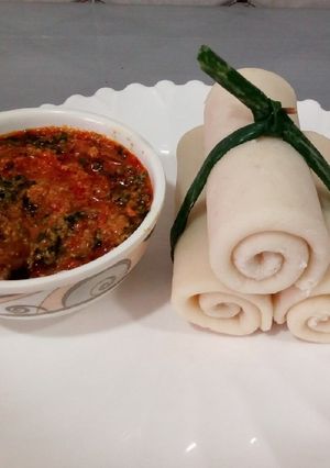 A picture of Rolled pounded yam.