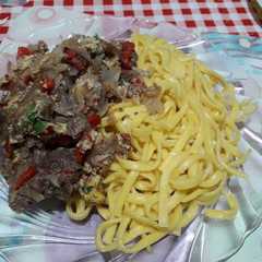 รูปของ Pasta con churrasco con verduras