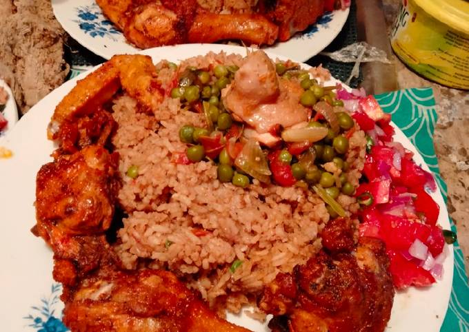 Fried chicken and rice