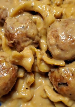 A picture of Pressure Cooker Swedish Meatballs with Noodles.