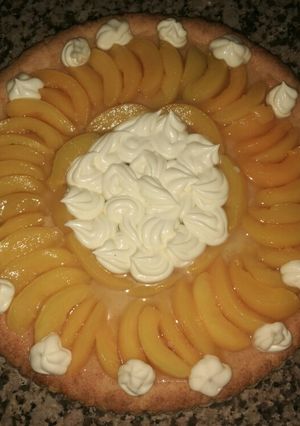 Una foto de Tarta de durazno con crema!