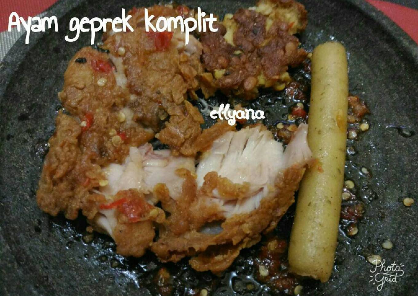 Ayam geprek komplit