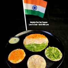 Tricolor Sooji Uttapam A picture of Tricolor Sooji Uttapam.