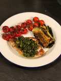 Swordfish steaks with Salsa verde and grilled veg