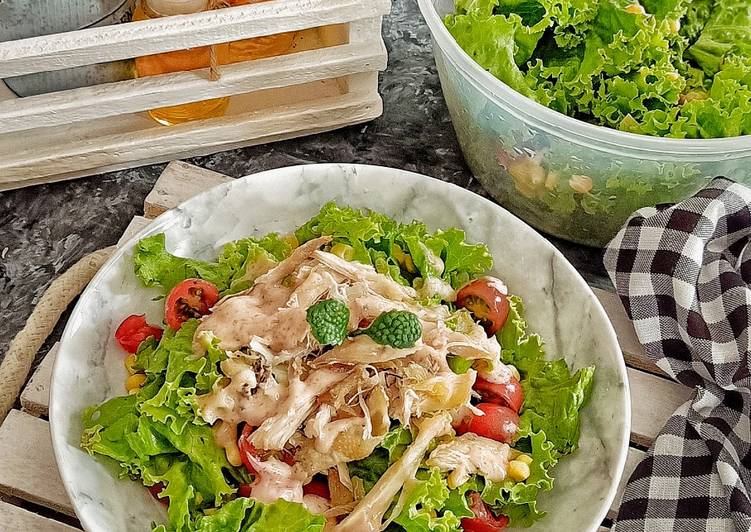 Langkah Mudah Membuat Salad sayur ayam suwir Sempurna