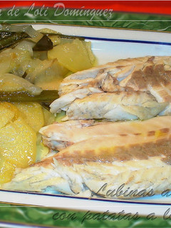 Una foto de Lubinas a la sal con patatas a lo pobre