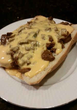 A picture of Brad's Philly style cheesesteak.
