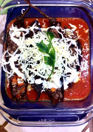 Una foto de Chile Guajillo relleno de carne molida 👌🏻