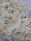 Fideos con salsa blanca y champiñones manjar