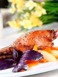 A picture of Olive oil confit of chicken.