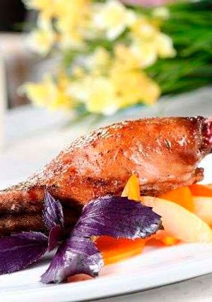 A picture of Olive oil confit of chicken.