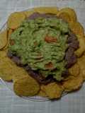 Nachos with Guacamole and Black Bean Cream