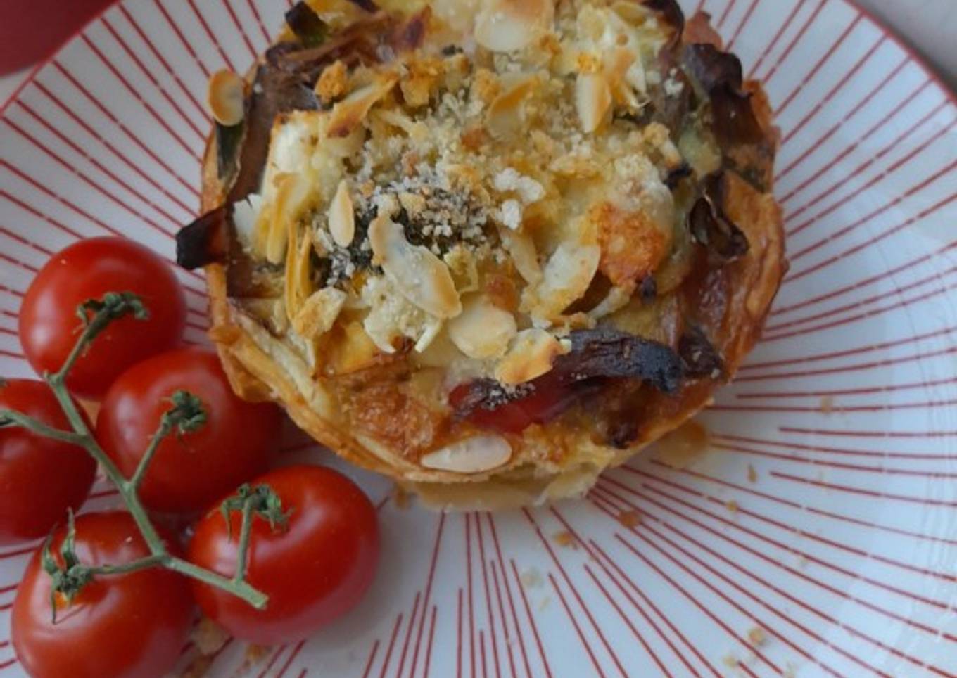 Simple Mini quiche with roasted veg and feta