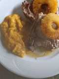 Puré de zapallo (al horno) con costillas de cerdo agridulce