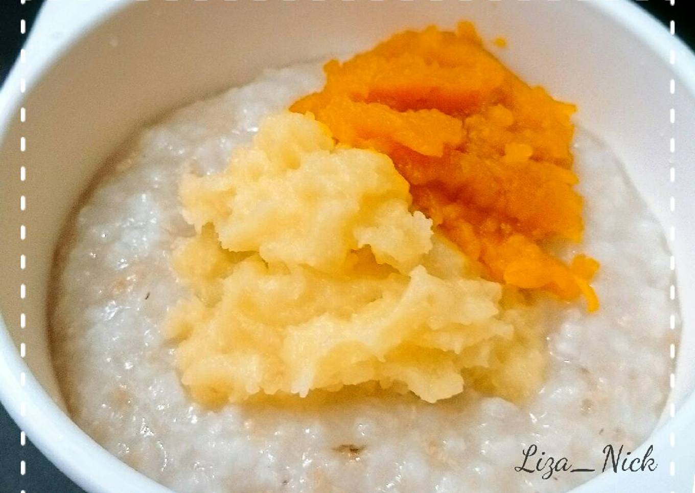 MPASI - 9M+ Bubur Daging + Kentang Tumbuk Saos Labu