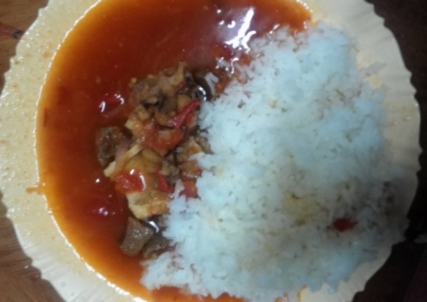 Beef stew served with Rice