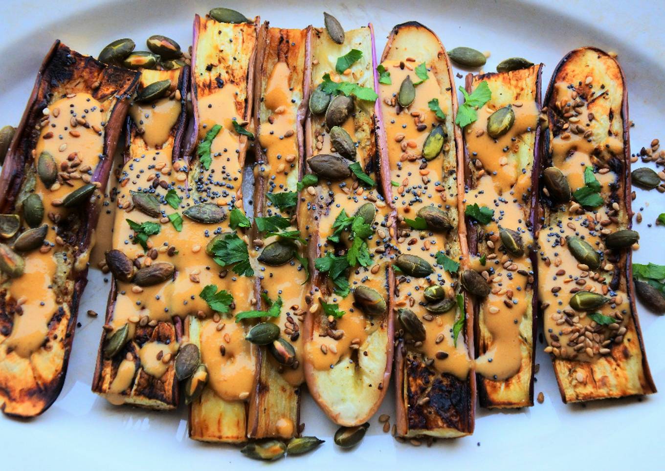 Berenjenas chinas con salsa de cacahuete