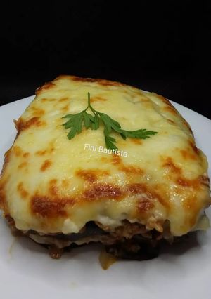 Una foto de Musaka de berenjena y Cordero