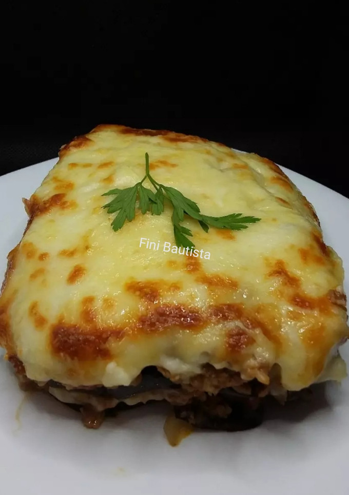 Una foto de Musaka de berenjena y Cordero