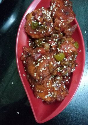 A picture of Dry egg chilli Manchurian.