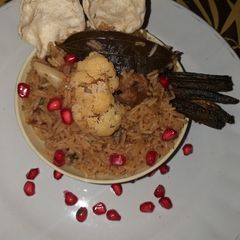 A picture of Sindhi's special onion pulao.