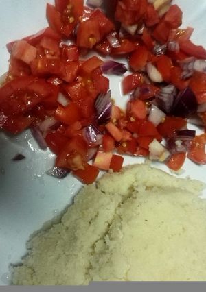 A picture of Kachumbari, Ugali.