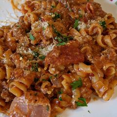 A picture of Meat lovers pizza pasta instant pot ip.