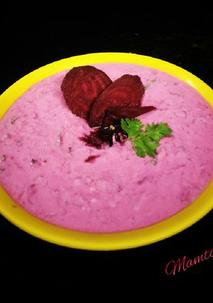 A picture of Beetroot Rayta.