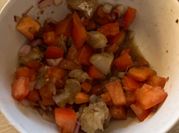 Una foto de migas de bacalao esqueixada