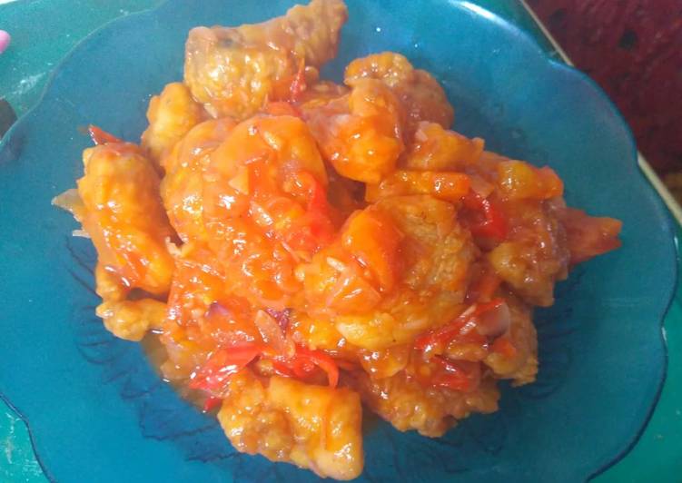 Resep Ayam tepung saus pedas manis mentega, Enak Banget