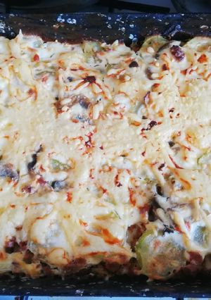 Cukkinis-gombás rakott barna rizs, IR, GM recept fotója