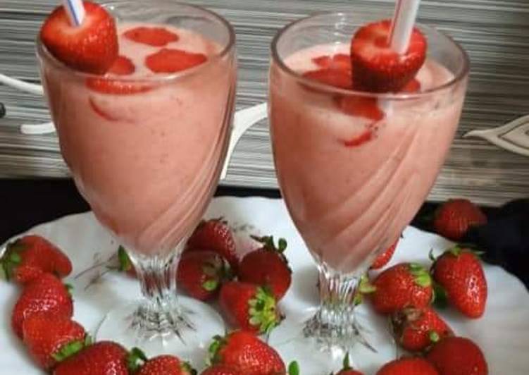 Easiest Way to Prepare Homemade Strawberry Banana Smoothie 🍓🍌🍓🍌