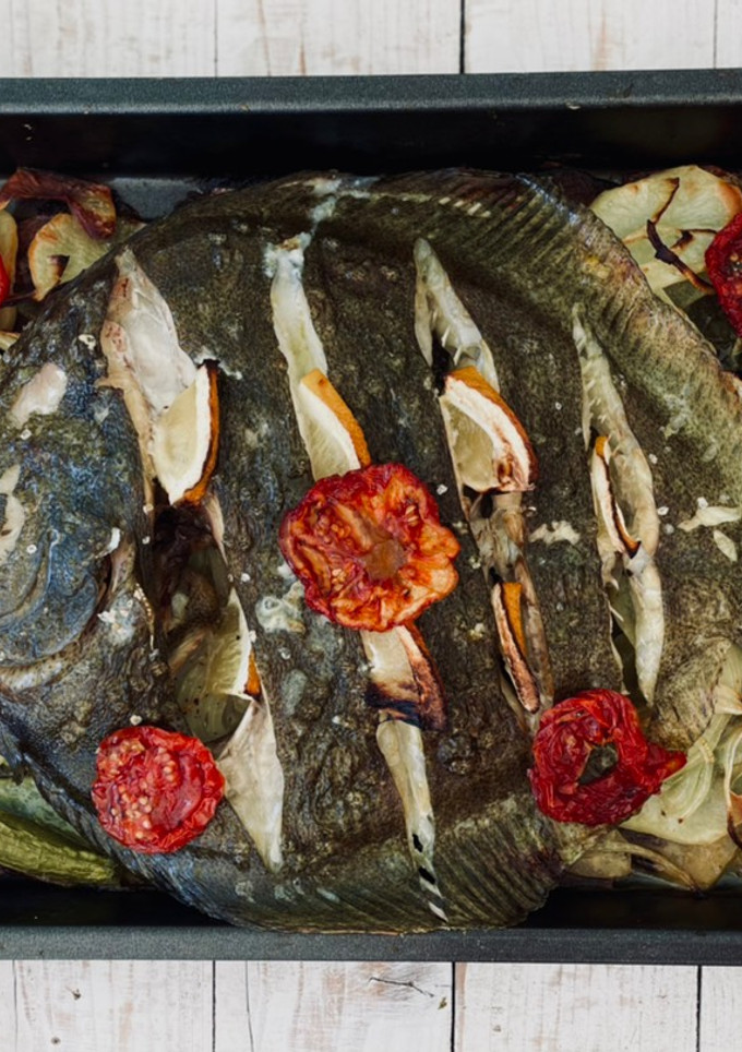 Una foto de Rodaballo al horno