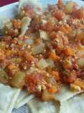 Pasta con salsa de verduras y tofu