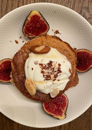 Une photo de Pancakes à la banane X sirop d’érable X figues