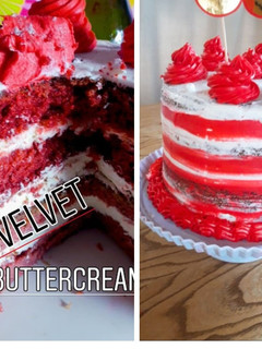 Una foto de Red velvet cake o pastel de terciopelo rojo