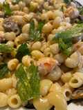Lumachine N°39, chanterelles et crevettes