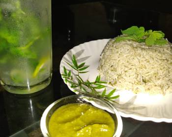 Ultimate, Prepare Mint rice with Mint chutney and Refreshing mint lemonade  Home Style