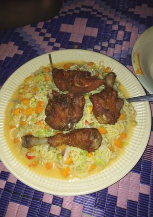 A picture of Indomie noodles with veggies.