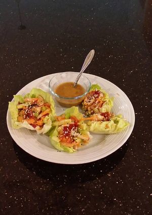 A picture of Asian Shrimp Salad Lettuce Wraps.