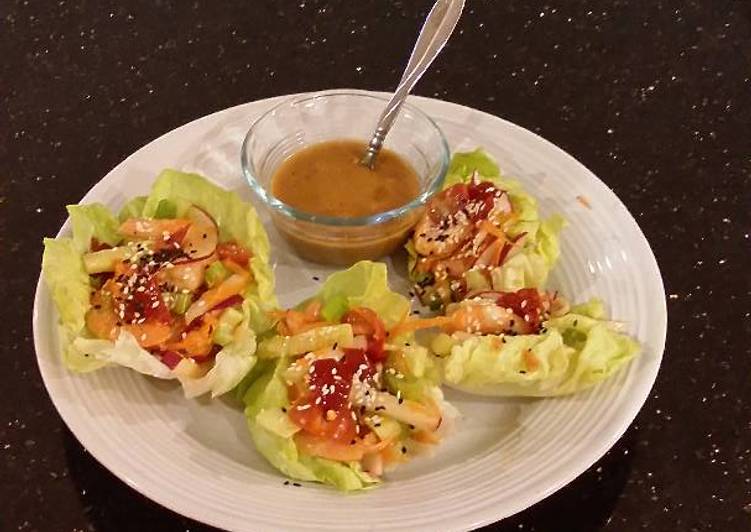 Simple Way to Make Quick Asian Shrimp Salad Lettuce Wraps